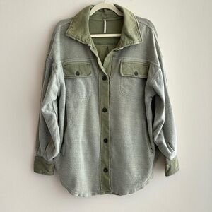 Free People Women’s Ruby Fleece Shirt Jacket, Size XS, Jaded Green